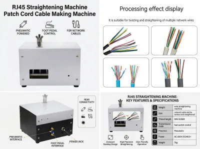 Stroj na rovnání kabelů RJ45 Stroj na výrobu patch kabelů JW-P08 - Kartáč na stínicí opletení vodičů