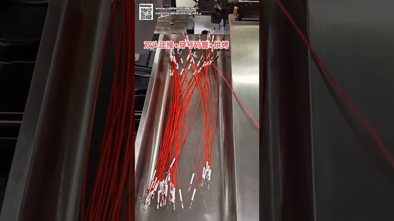 Automatický oboustranný krimpovací stroj s vkládáním číselných trubiček a funkcí pečení - Krátké video