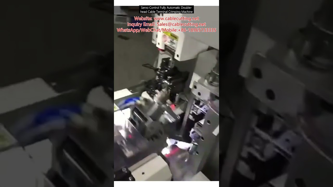 Plnoautomatický dvouhlavý krimpovací stroj na kabely se servomotorem